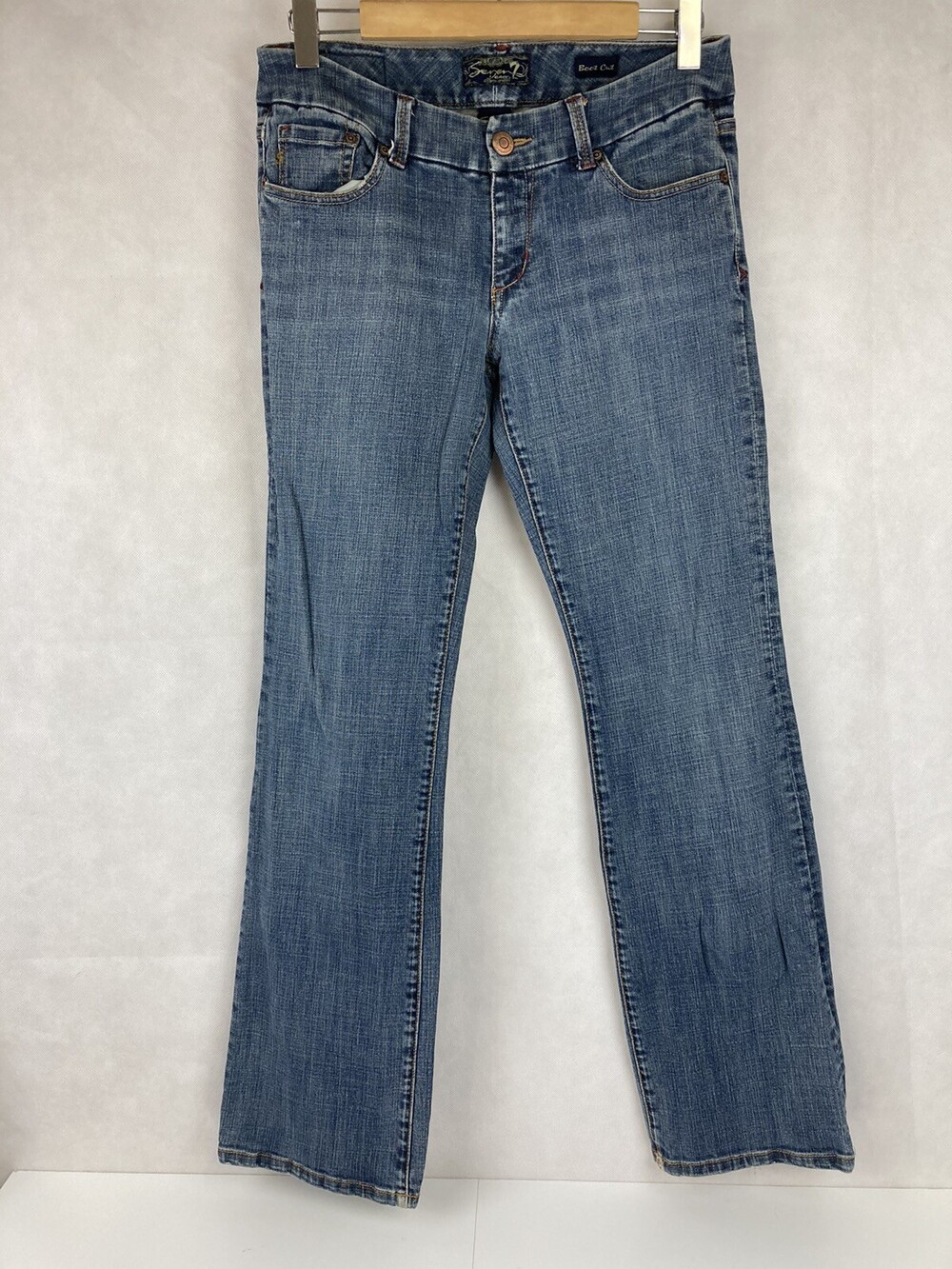 VTG Womens Y2K Jeans Sz 30 Stretch Bootcut Medium Wash Seven 7 Denim 32" X 33"